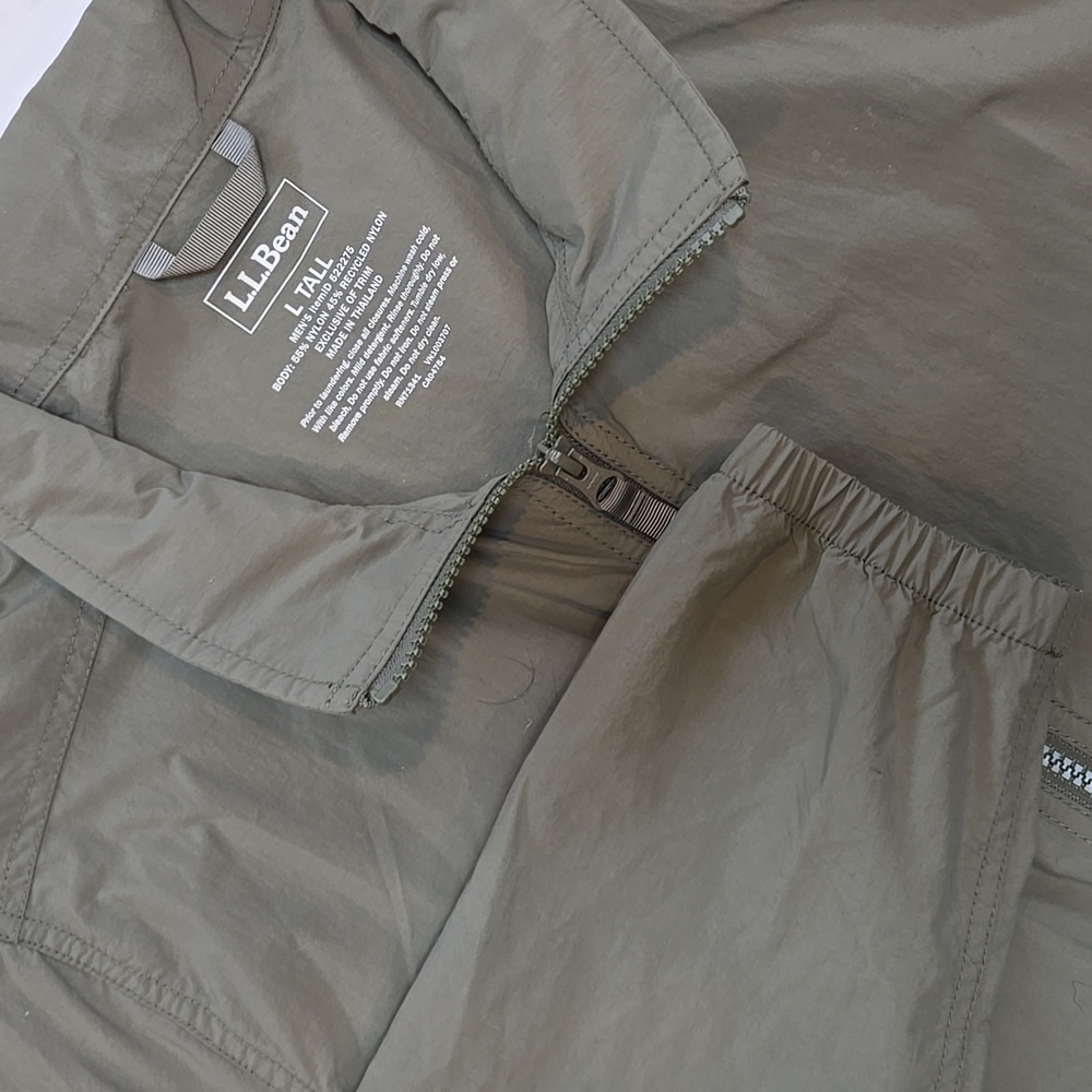 L.L.Bean Men’s Lightweight Jacket Olive Green L Tall Full Zip‎